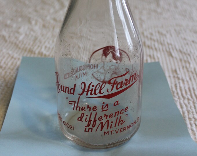 Vintage Round Hill Dairy Farmmt. Vernon Ohio Glass Milk Bottle Etsy