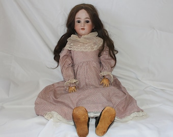 Antique Original Heinrich Handwerck 30" Doll- with dark hair and open/ shut eyes