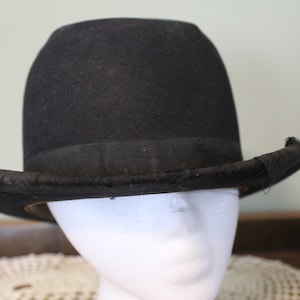 Antique Men&#39;s Black Felt Bowler Derby Hat