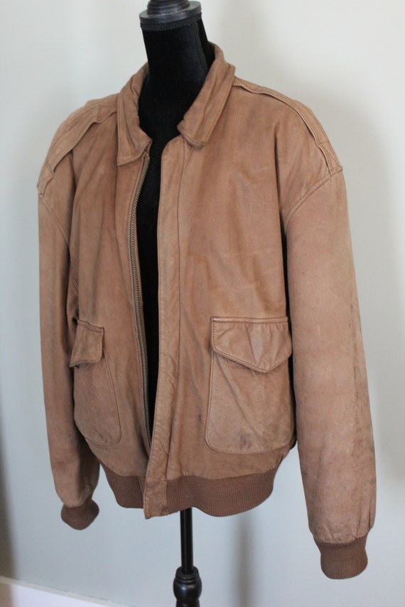Vintage Leather Indiana Jones style Bomber Jacket