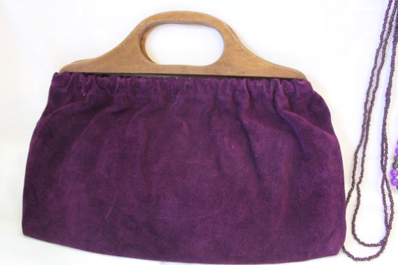 Vintage Purple Suede Handmade Purse and Handbag - image 2