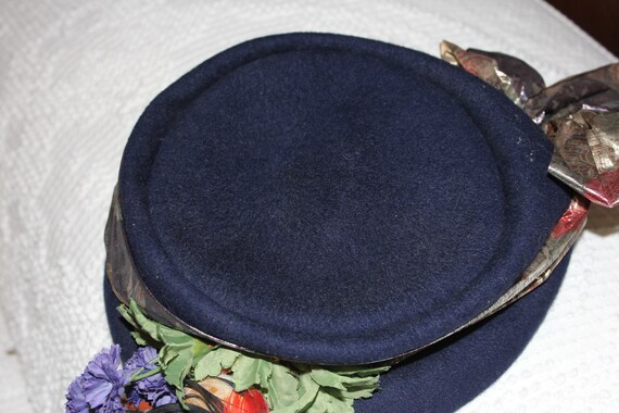 Wool Pill Box Mid Century Women's Hat- Vintage Na… - image 8