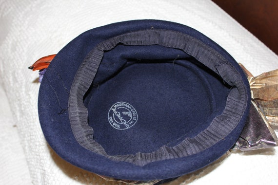 Wool Pill Box Mid Century Women's Hat- Vintage Na… - image 9