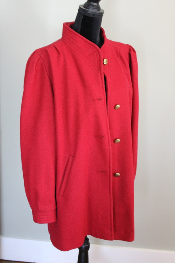 Vintage Red Women's Wool Outer Coat