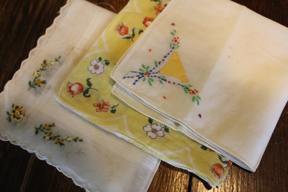 Ladies Handkerchiefs -yellow color theme-set of 3 - image 1