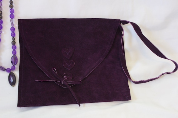 Vintage Purple Suede Handmade Purse and Handbag - image 7