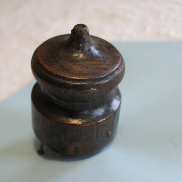 Vintage Wood Finial Topper-Dark Stain-Farm House Salvage