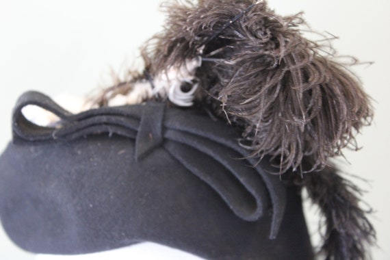 Vintage Hat-Black Wool with Ostrich Feather Detail - image 4