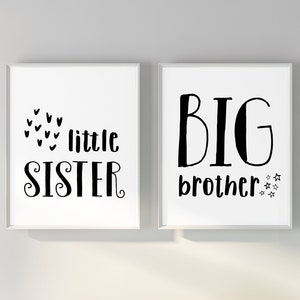 Big Brother Little Sister Wandkunst, Bruder & Schwester Wanddekoration, Schwangerschaft offenbaren, Geteiltes Zimmer Poster, Kleiner Junge Kleines Mädchen Schlafzimmer Dekor