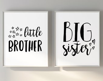 Big Sister Little Brother Wall Art, Brother And Sister Room Decor, Siblings Art, Shared Room Ideas, Kids Room Signs, Nursery & Bedroom Decor