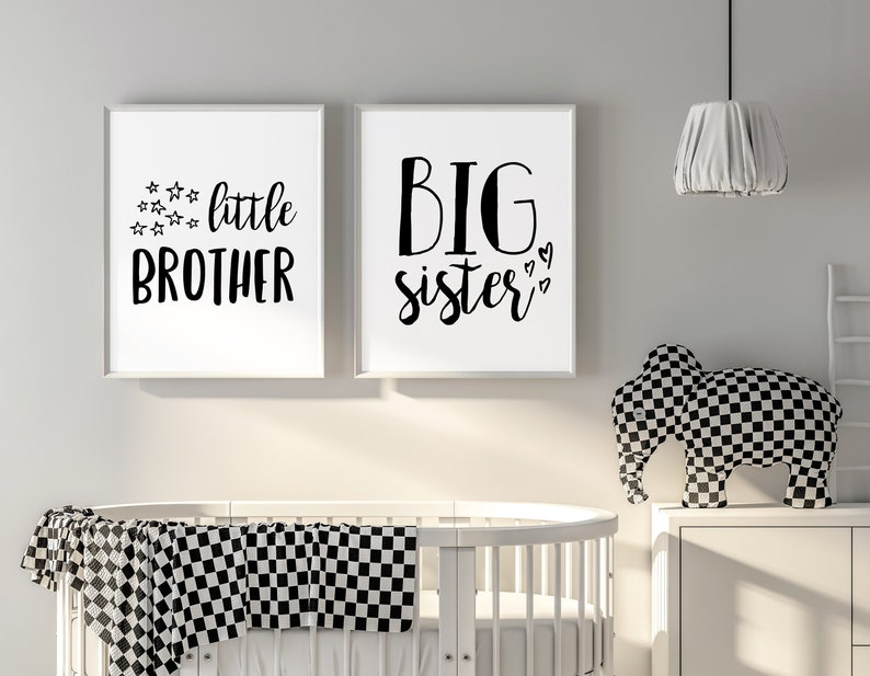 Big Sister Little Brother Wall Art Brother And Sister Room Etsy