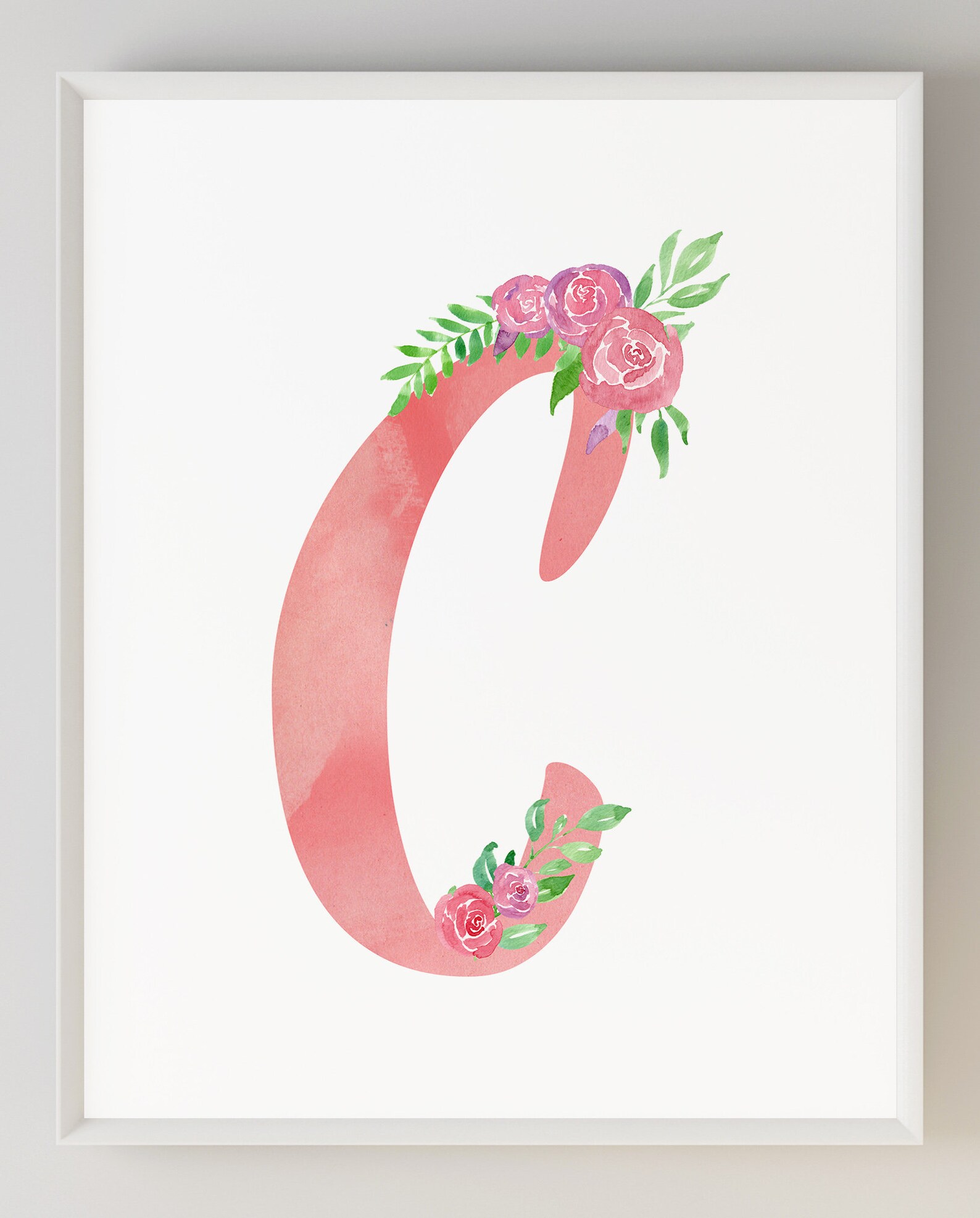 Floral Letter Wall Decor Printable Letter C Art Print | Etsy