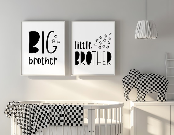 Big Brother Little Brother Wall Art Instant Download Brothers Shared Room Decor Boys Room Ideas Printable Brothers Signs Black And White