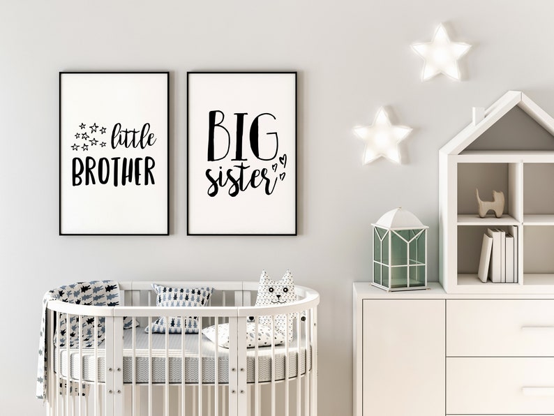 Big Sister Little Brother Wall Art Brother And Sister Room Etsy