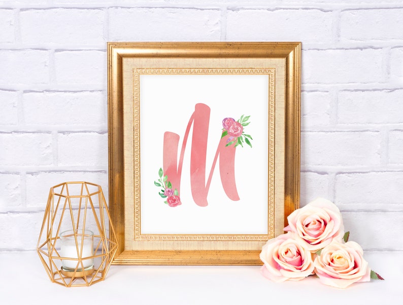 Fl Initial Wall Decor Letter M Art Print Image 0
