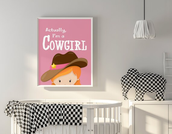 Cowgirl Art Print Nursery Print Printable Poster Pink Wall Art Country Girl Bedroom Decor Western Nursery Girl Power Playroom Decor