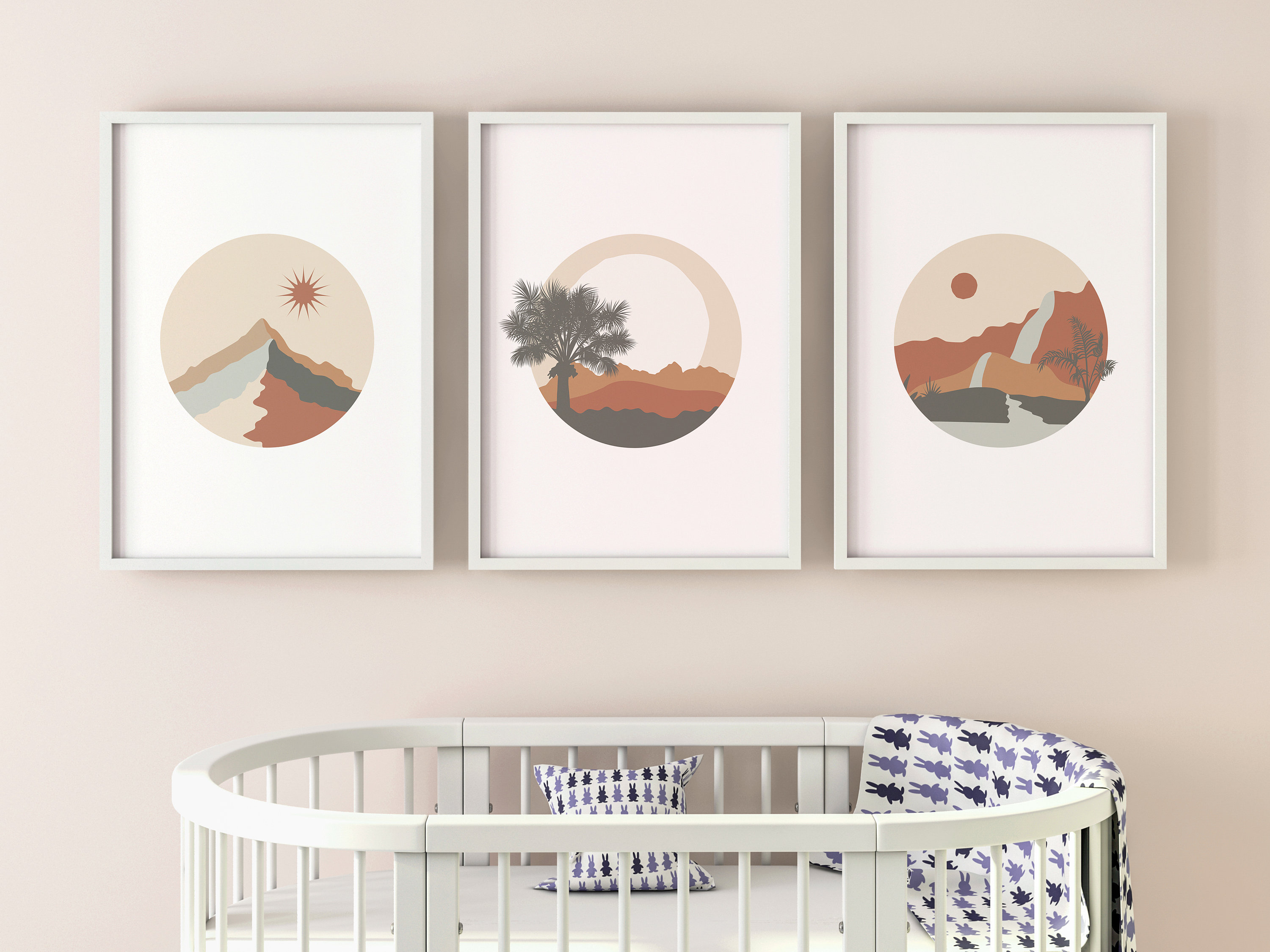 Boho Nursery Prints 3 Piece Wall Art Boho Decor Abstract Etsy