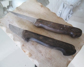 VINTAGE SET 2 antike Schnitzmesser mit Patina ca 22,5&18,5cm  1900/30 Jagdmesser Taschenmesser Handwerk Handarbeit Schreiner Holzgriff DICK