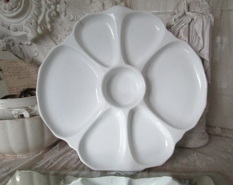 FRANCE UR ancienne, très belle, grande & épaisse assiette, environ 36,5 cm, cabaret, assiette blanche, antique, 1940, Français Shabby Chic, plateau décoratif, assiette décorative, Brocante