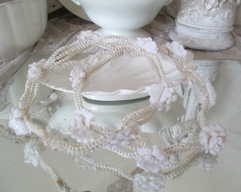 VINTAGE SET 2 anciennes enchanteresses demoiselles d'honneur couleur blanc-crème couronnes couronne florale 1950/60 mariage mariage coiffure antique shabby décoration