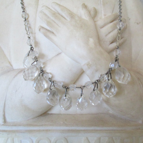 FRANCE Antike Halskette GLASANHÄNGER um 1930/40 Schmuck Hals alt Schneiderpuppendeko Vintage shabby franske hygge skandi Collier Art Deco