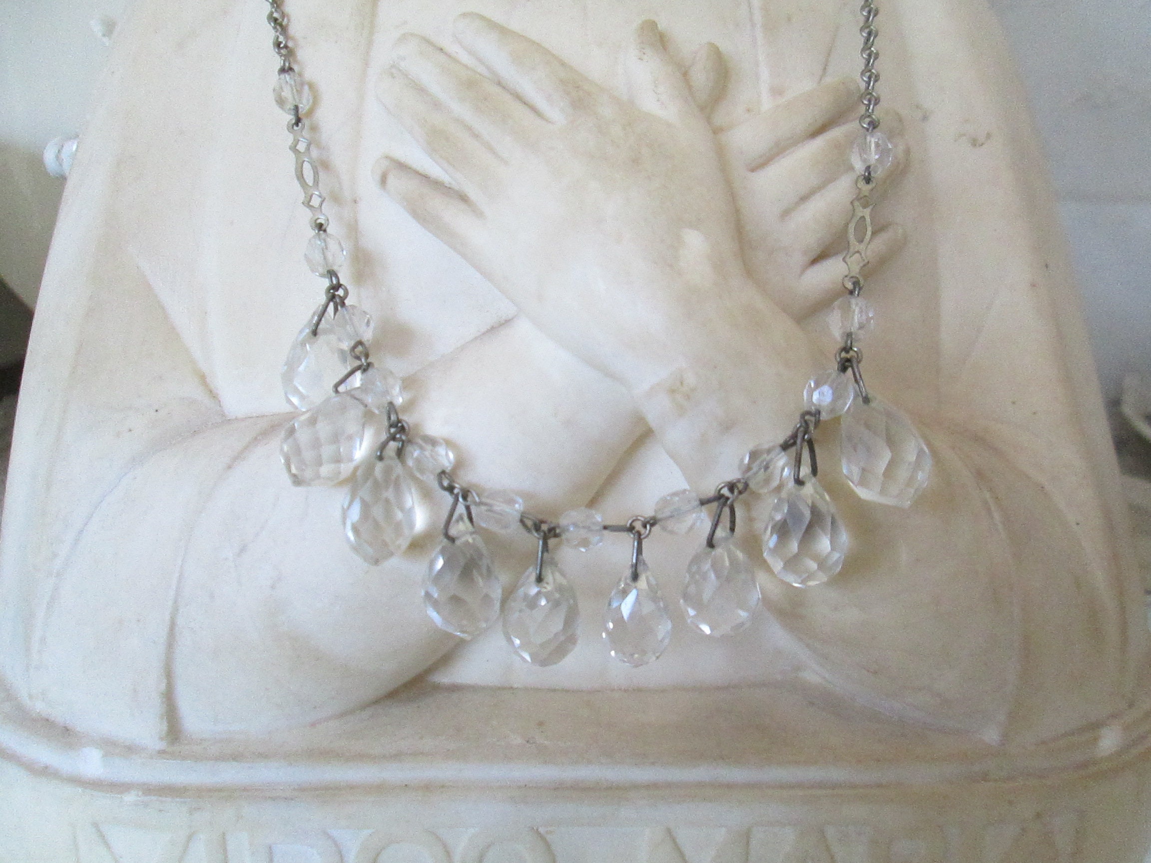 FRANCE Antique necklace GLASS PENDANT around 1930/40 jewelry neck old tailor's dummy decoration vintage shabby french hygge scandi necklace Art Deco