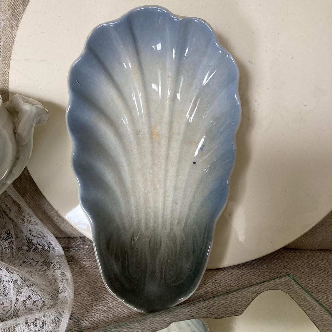 FRANCE Antique Blue-grey-black Seashell Bowl Approx. 21.5 Cm Ceramic ...