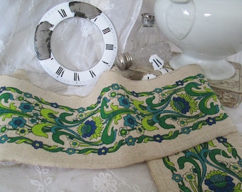 FRANCE Old border printed linen by the meter linen border fabric sewing sewing supplies fabric ribbon linen ribbon