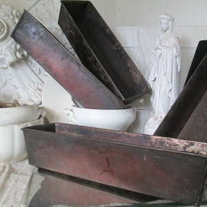 FRANCE Old large loaf pan baking pan approx. 40 x 12 cm PATINA copper-colored France Brocante ancient country house farmhouse cottage Easter garden decoration