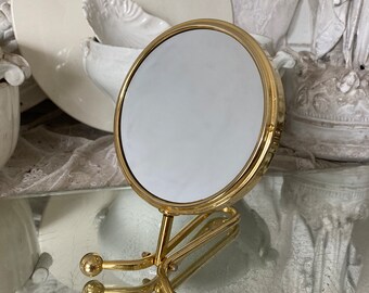 FRANCE Miroir grossissant rond épais environ 25 cm miroir de maquillage doré miroir sur pied miroir de rasage miroir suspendu miroir mural salle de bain shabby