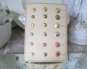 RARE! Antique sample card button card gold silver rose blue cream approx. 19 x 14 cm patina 18 different buttons 1940 vintage decoration shabby old
