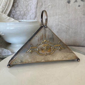 FRANCIA Antico grande porta tovaglioli argentato ca. Portalettere in RILIEVO largo 21 cm patina