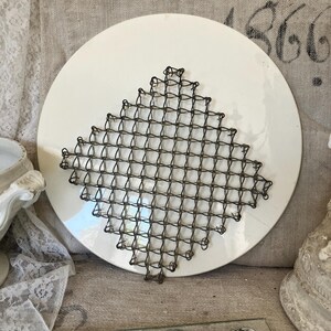 FRANCE Antique Wire Trivet, approx. 18 x 18 cm, Brocante Patina, shabby chic vintage decor