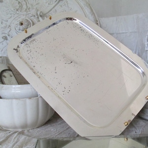 VINTAGE Old very large rectangular silver-plated tray WMF patina serving tray approx. 47.5 x 35.5 cm Brocante decoration Shabby presentation