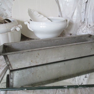 FRANCE URalte large long baking pan 39 cm metal sheet patina bread brocante french france shabby vintage rustic primitive plant pot