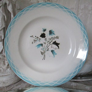 FRANCE URalte large magical plate Dmr ca 32 cm 1940 spray decor ceramic plate SARREGUEMINES turquoise decor antique Brocante French ceramic