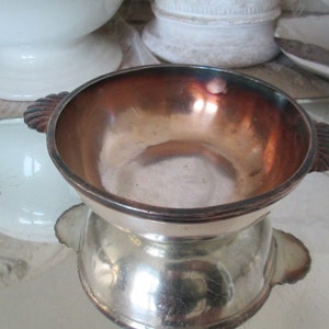 FRANCE Antique silver plated bowl Dmr approx 12 cm shell handles side dish salad hotel silver metal patina RENEKA heavy solid silverware hallmark