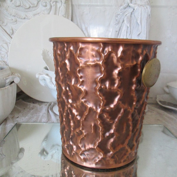 VINTAGE 60s old champagne cooler bottle cooler wine cooler FREILING 1960 relief brocante copper brass metal shabby ice bucket decorative kitchen vase