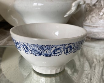 FRANCE Old Bol with blue decor Ceramic Ø approx. 12.5 cm Ceramic Bol FajenceDeco Kitchen Cereal Bowl Cafe au lait Brocante French