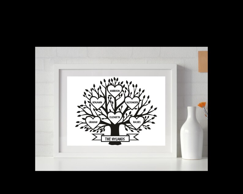 Custom A4 Family Tree Print Personalized Family Names 6 Person Family ...