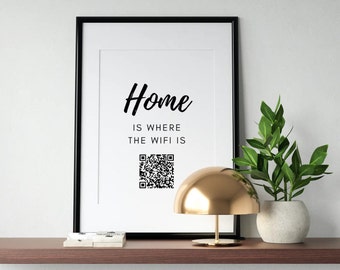 Home Is Where The WiFi Is A4 Printed Wall Art QR Code