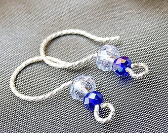 Ohrhaken Kristall Schliffperle Swarovski Elemets 925er Silber blau