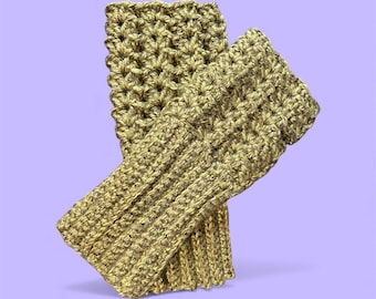 Adult Wrist Warmers, Cozy Cuffs: Olive, Fingerless Crochet Gloves