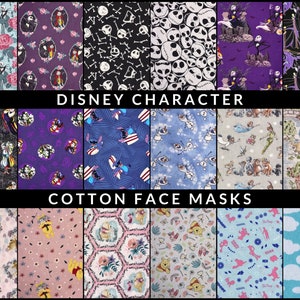 Disney Character Washable Cotton Face Masks - Pleated - Adult Size - Read Item Description