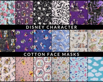 Disney Character Washable Cotton Face Masks + Scrunchies - Pleated - Adult Size - Read Item Description