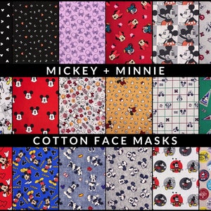 Mickey + Minnie Washable Cotton Face Masks - Pleated - Adult Size - Read Item Description