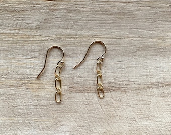 B E F R I E N D | Oval Paperclip Chain Gold Filled Earrings | Minimalist Gold Earrings | Long Gold Chain Earrings | Gifts for Her