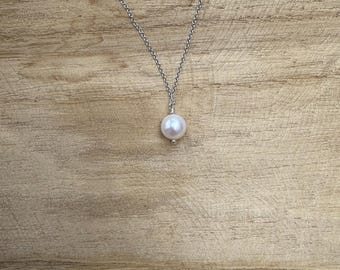 P R E C I O U S | Dainty Silver Pearl Necklace | Simple Round Pearl Bridal Necklace | Classic Silver Pearl Bridal Necklace | Bridesmaid Gift