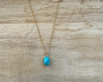 S T E A D F A S T | Turquoise Gold Filled Necklace | Turquoise Minimalist Pendant | Simple Turquoise Necklace | Dainty Turquoise Necklace