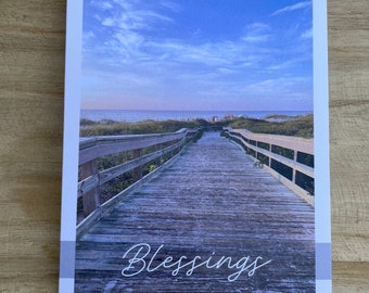 BLESSINGS | Beach greeting card | Thank you card | Ocean Thank you greeting card | photography greeting card | thinking of you  note | blue
